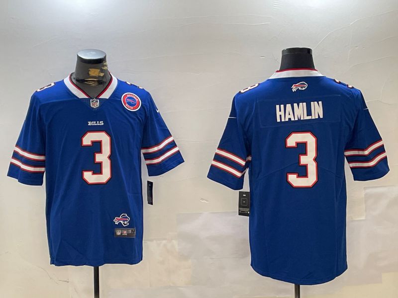 Men Buffalo Bills #3 Hamlin Blue Second generation 2024 Nike Limited NFL Jersey style 3->new england patriots->NFL Jersey